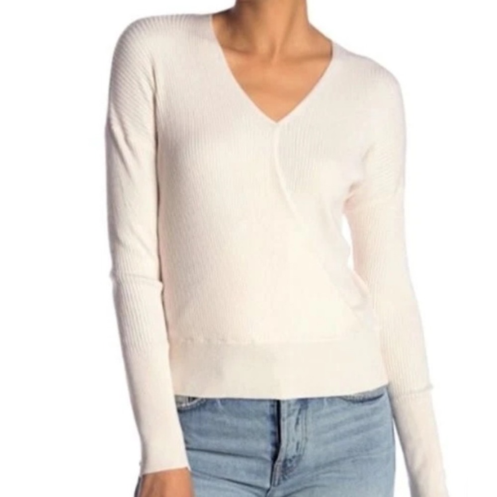 Elodie Nordstrom Rack LT Blush Ribbed‎ Knit V Neck Pullover Sweater - Women's L